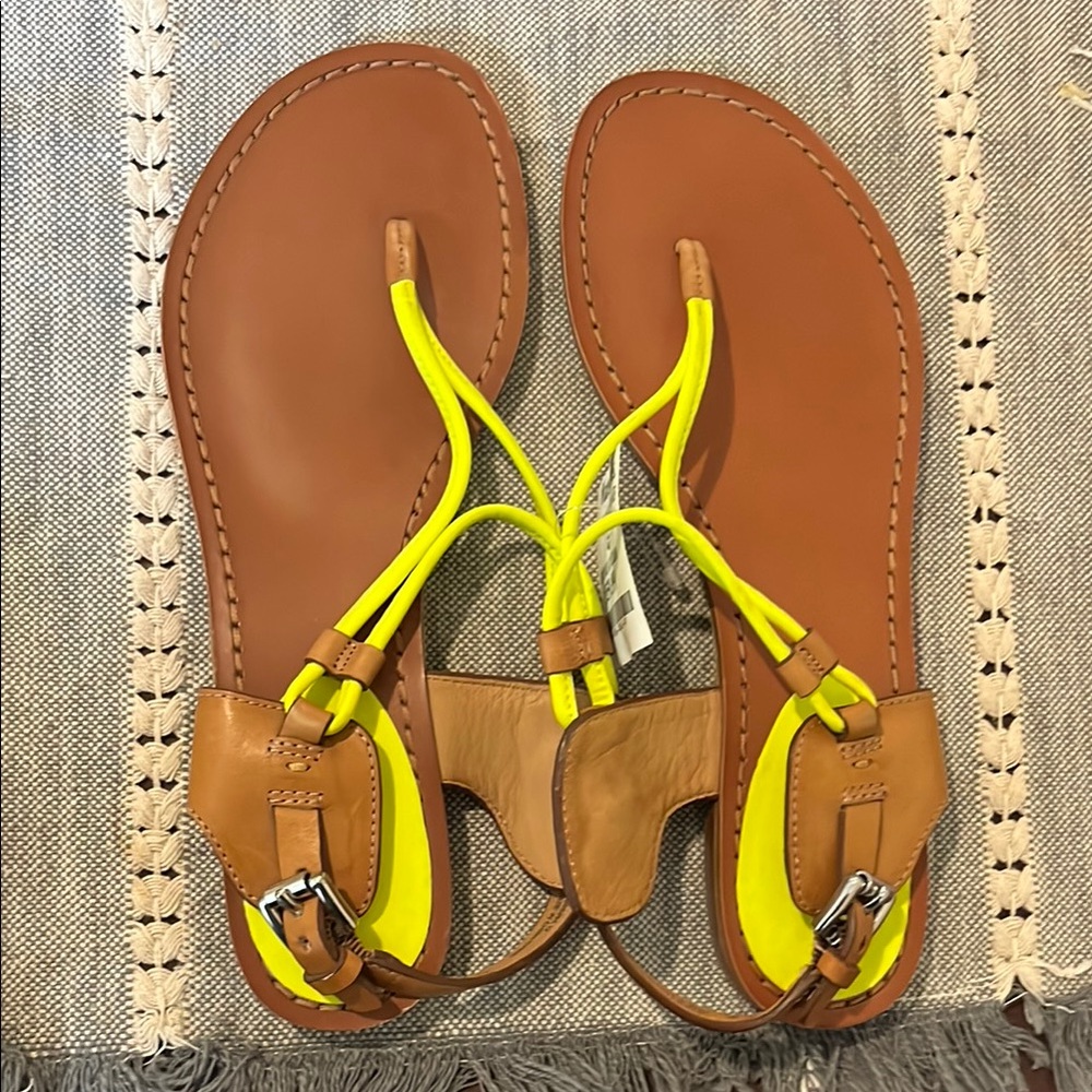Coach Brown and Yellow Sandals with Strappy Design